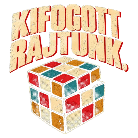 Pólóminta: összekevert színű bűvös kocka, fölötte a felirat: Kifogott rajtunk.